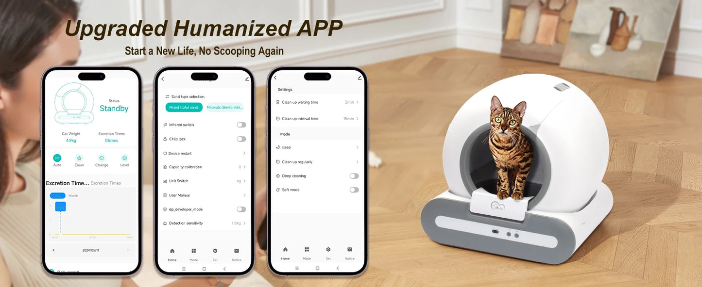 DOEL Automatic Cat Litter Box Self Cleaning with App Control