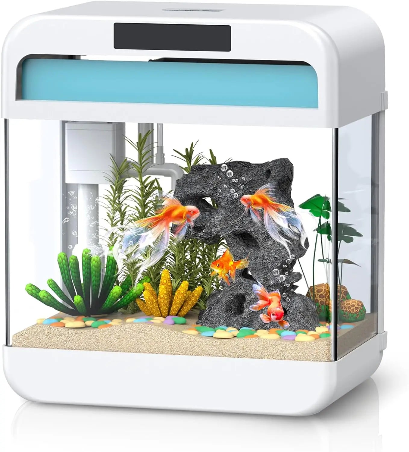 Fish Tank Aquarium 2.2 Gallon with Adjustable 3 Color Lighting