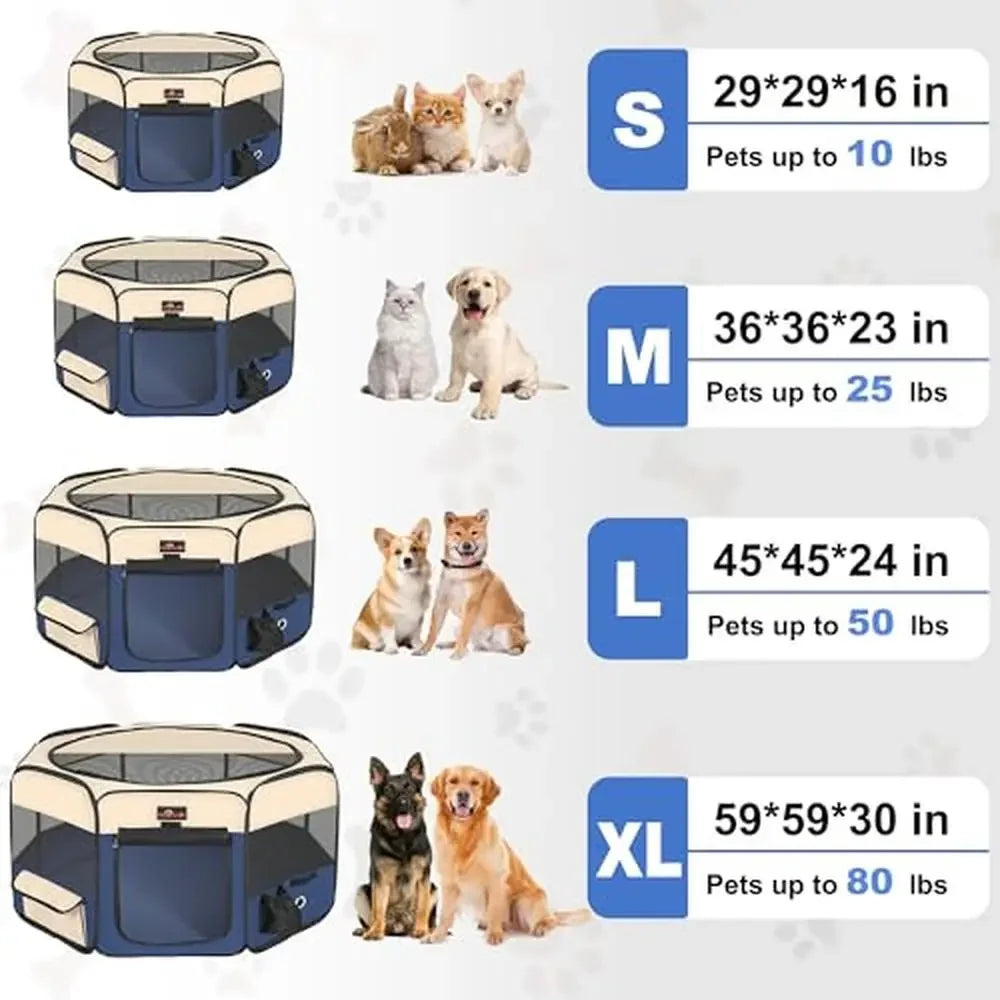 Pet Playpen Portable Foldable with Mesh Window