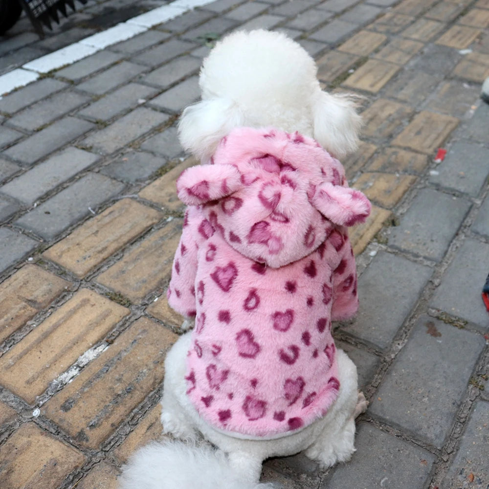Leopard Print Dog Coat Winter Warm Clothes