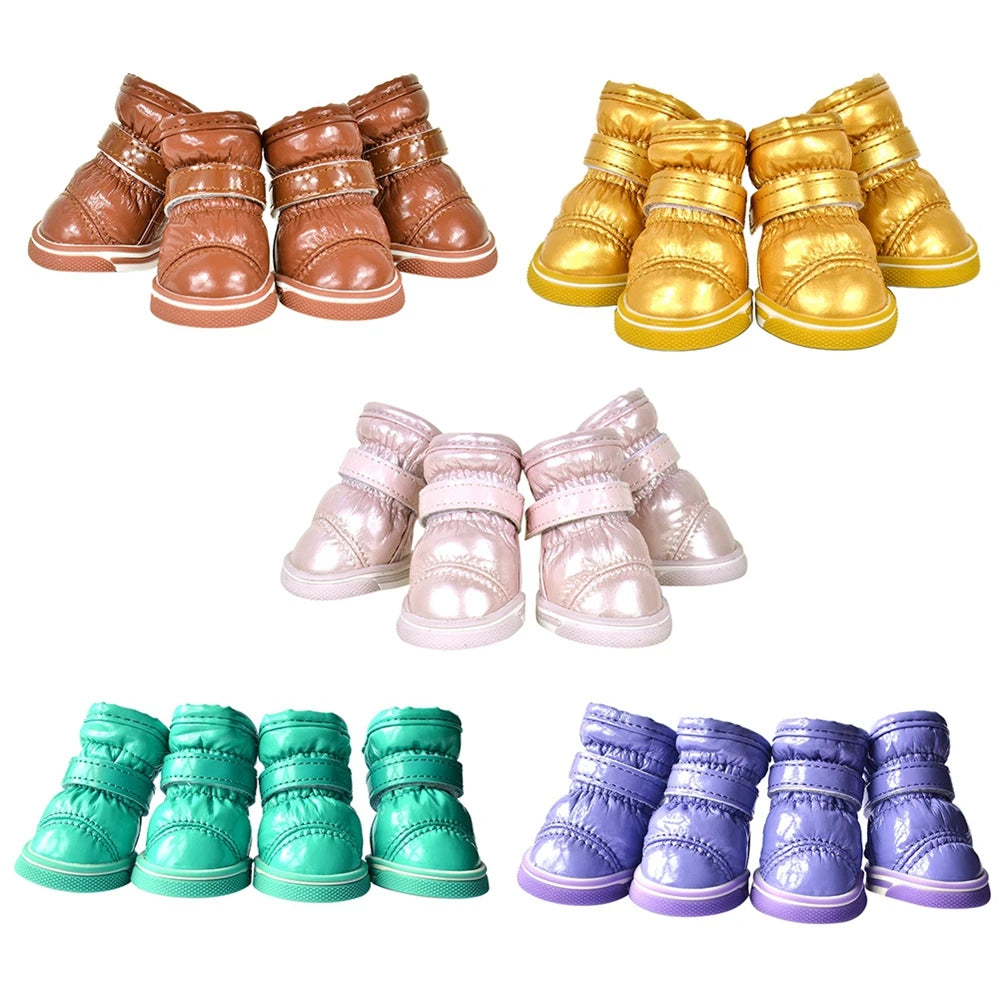4 Pcs/Set Warm Dog Snow Boots Waterproof Anti-Slip Shoes