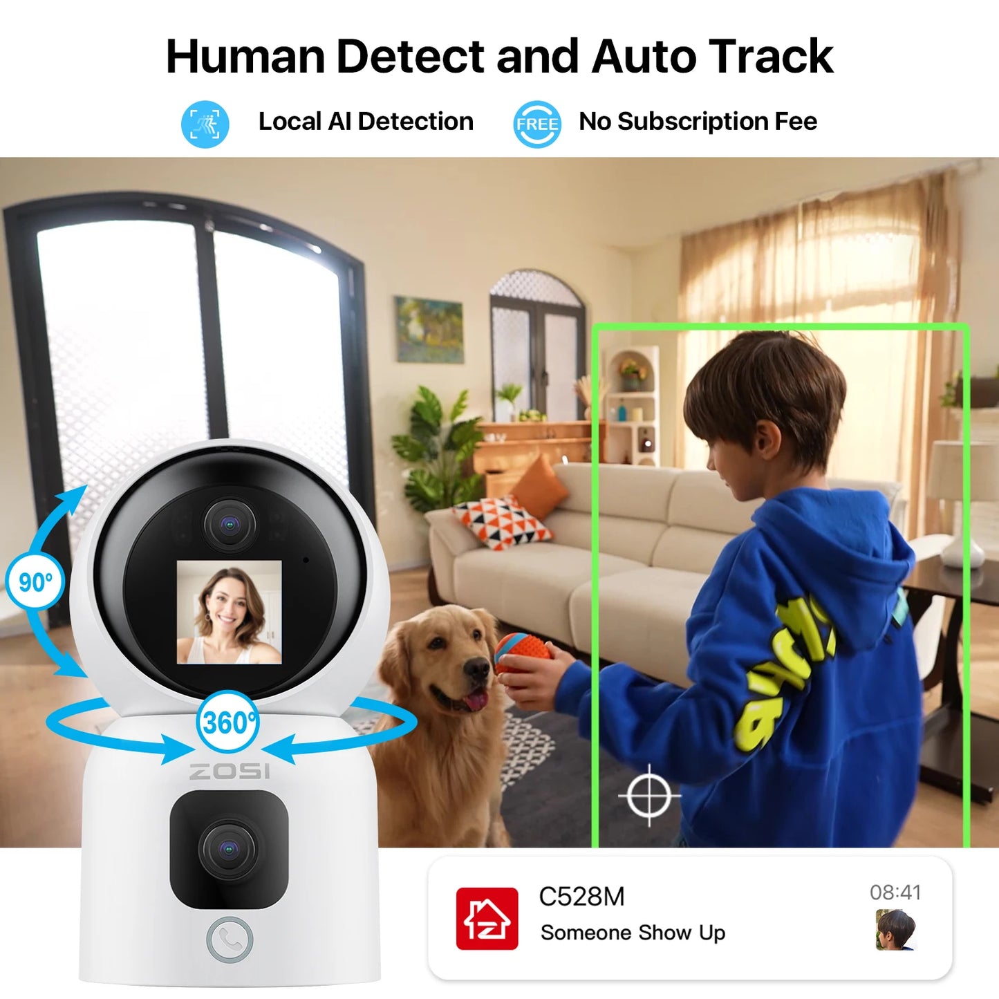 ZOSI C528 6MP/4MP HD Dual-Lens Indoor WiFi Security Camera