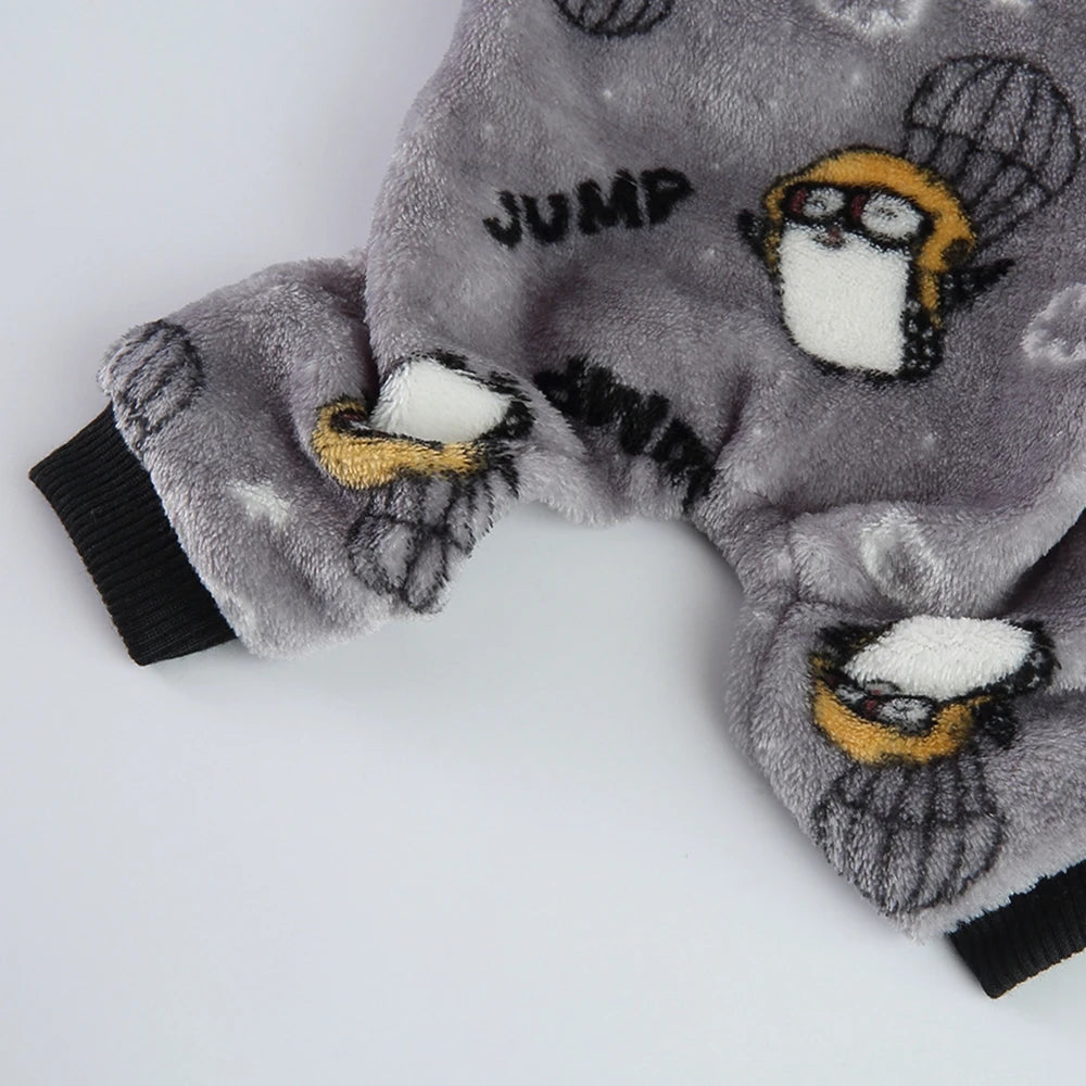 Fleece Dog Pajamas Winter Clothes Cartoon Warm Jumpsuits Coat