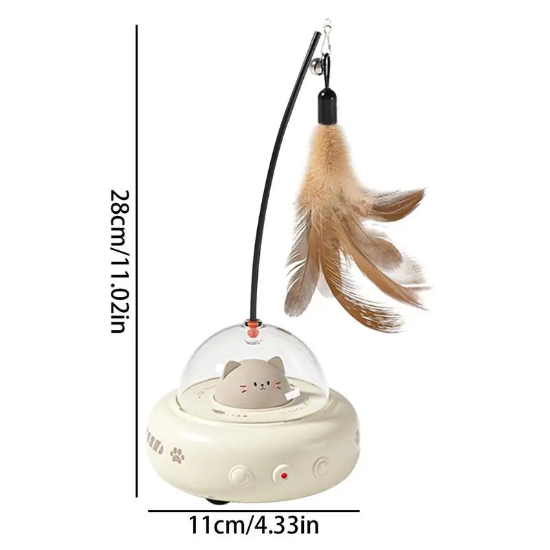 Electric Interactive Cat Toy with Feather Teaser Wand Rechargeable