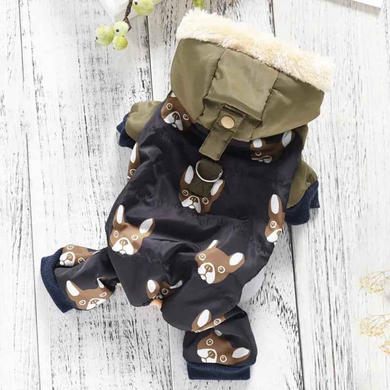 Winter Warm Pet Clothes Jumpsuit Waterproof Hoodie