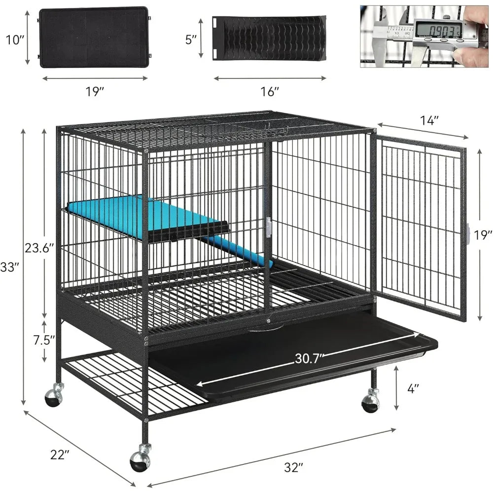 Metal 2-Tiers Small Animal Cages for Indoor Critter