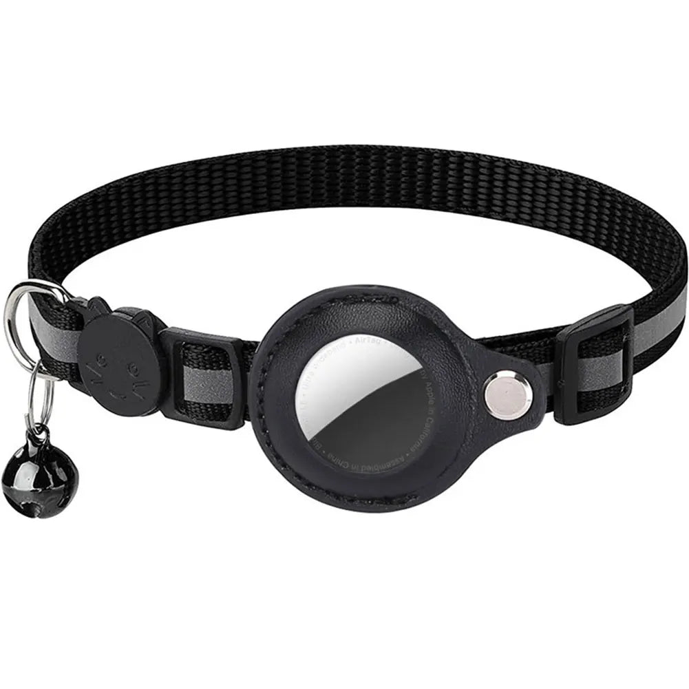 For Apple AirTag Pet Collar with Bell Safety Buckle GPS Tracker Holder