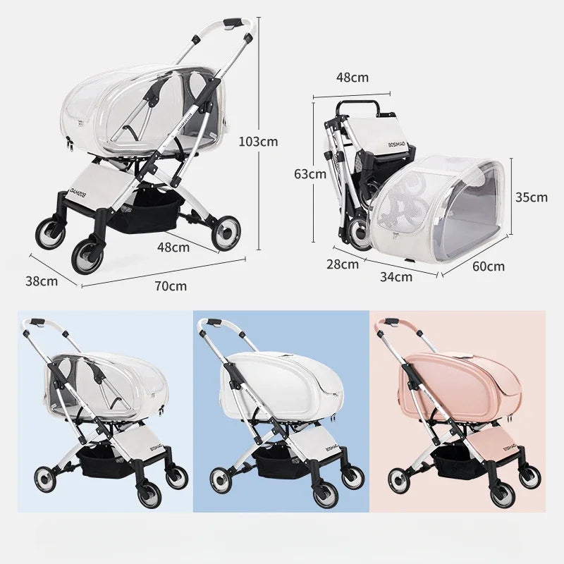 Pet Dog Stroller Detachable Pet Car Bag Transparent