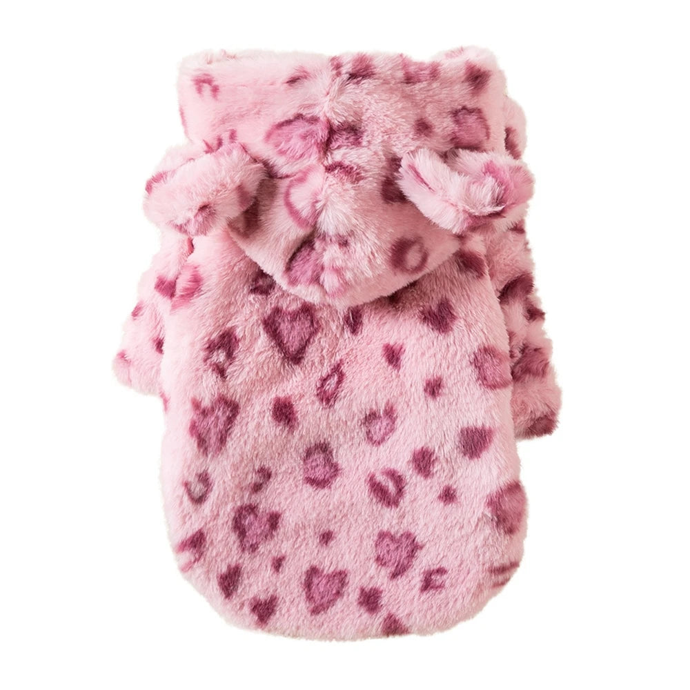 Leopard Print Dog Coat Winter Warm Clothes