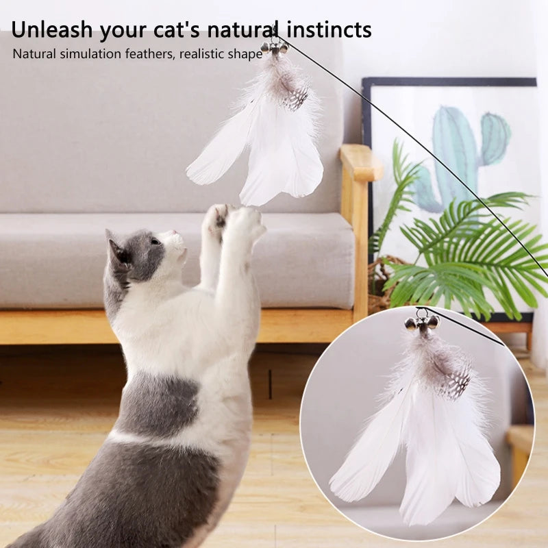 Interactive Cat Toy Simulation Feather Bird with Suction Cup