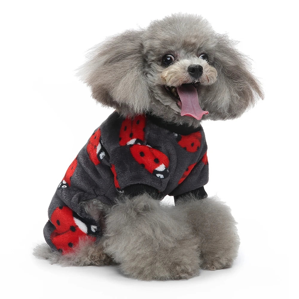 Warm Dog Pajamas Clothes Ladybug Penguin Pattern Clothes