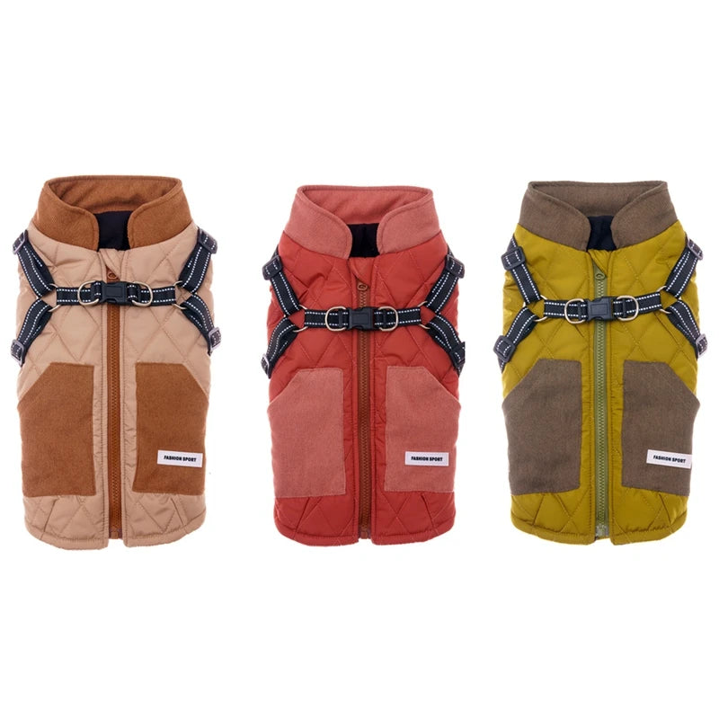 Winter Dog Windproof Coat With Harness