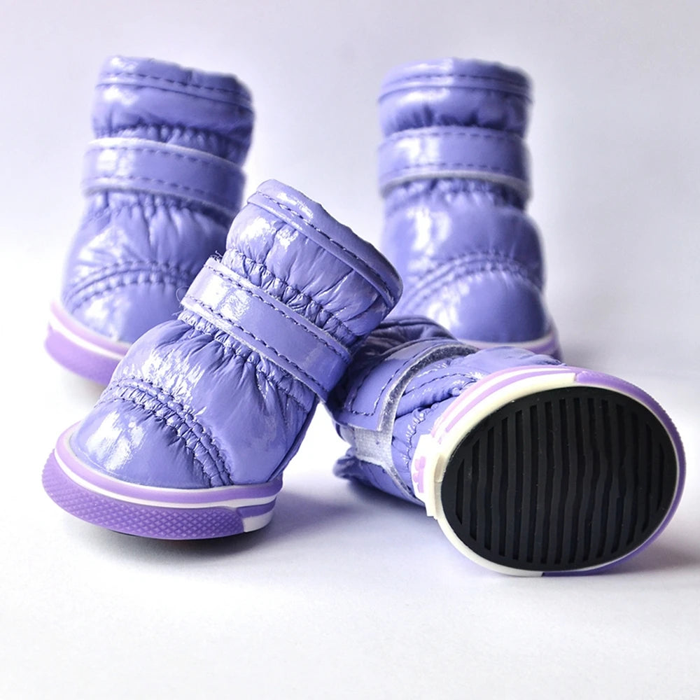 4 Pcs/Set Warm Dog Snow Boots Waterproof Anti-Slip Shoes