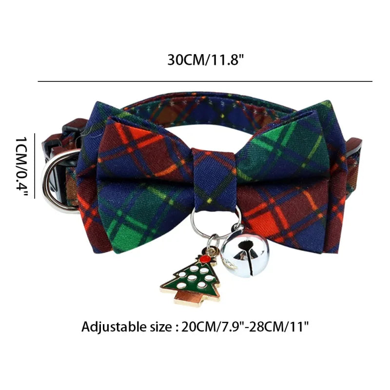 Christmas Dog Or Cat Collar Big Bowknot Holiday Tie Adjustable Neck Strap