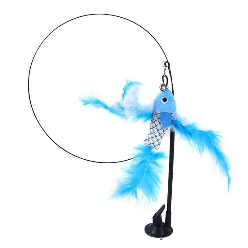 Interactive Cat Toy Simulation Feather Bird with Suction Cup