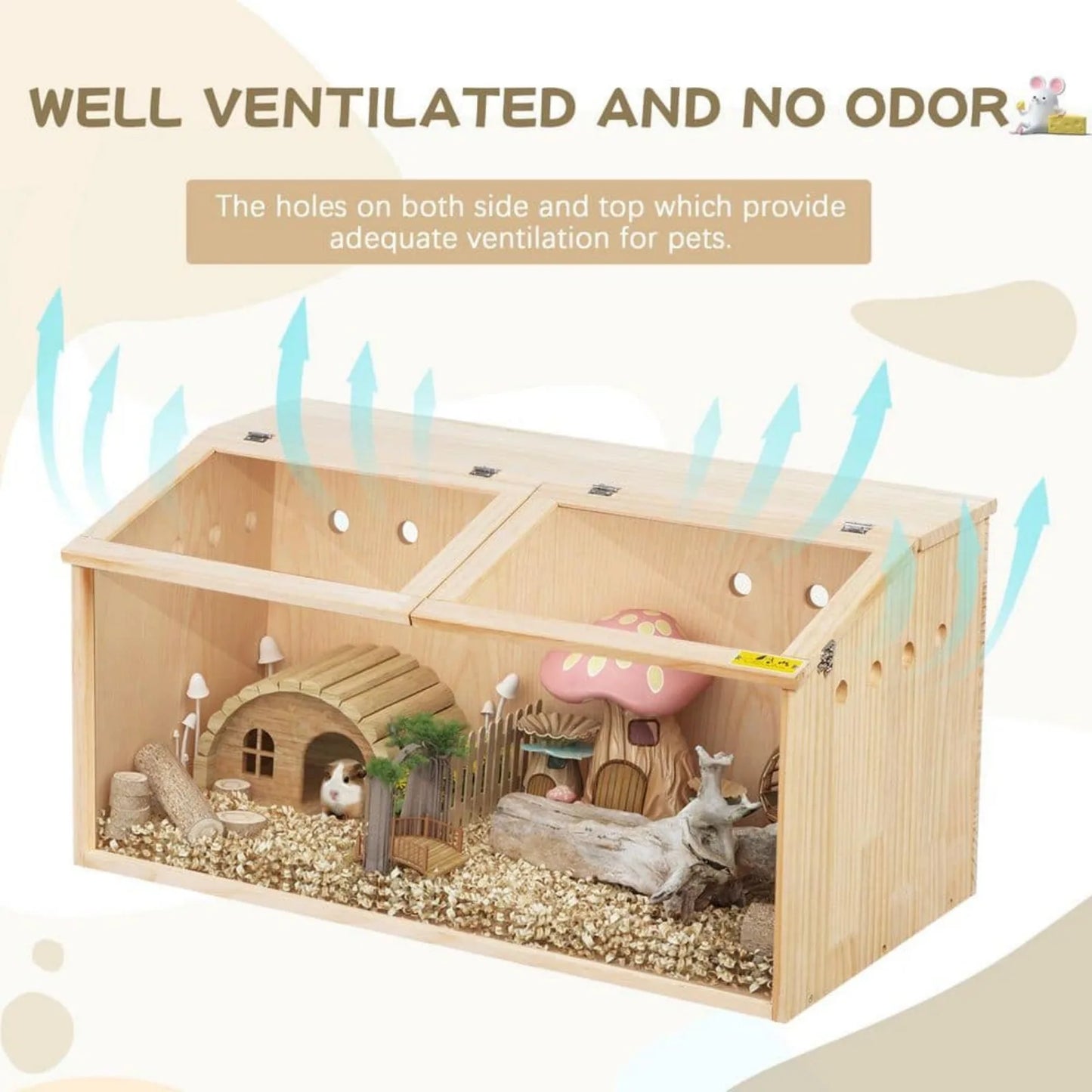 Wooden small pets Cage Habitat with Visible Acrylic Boards