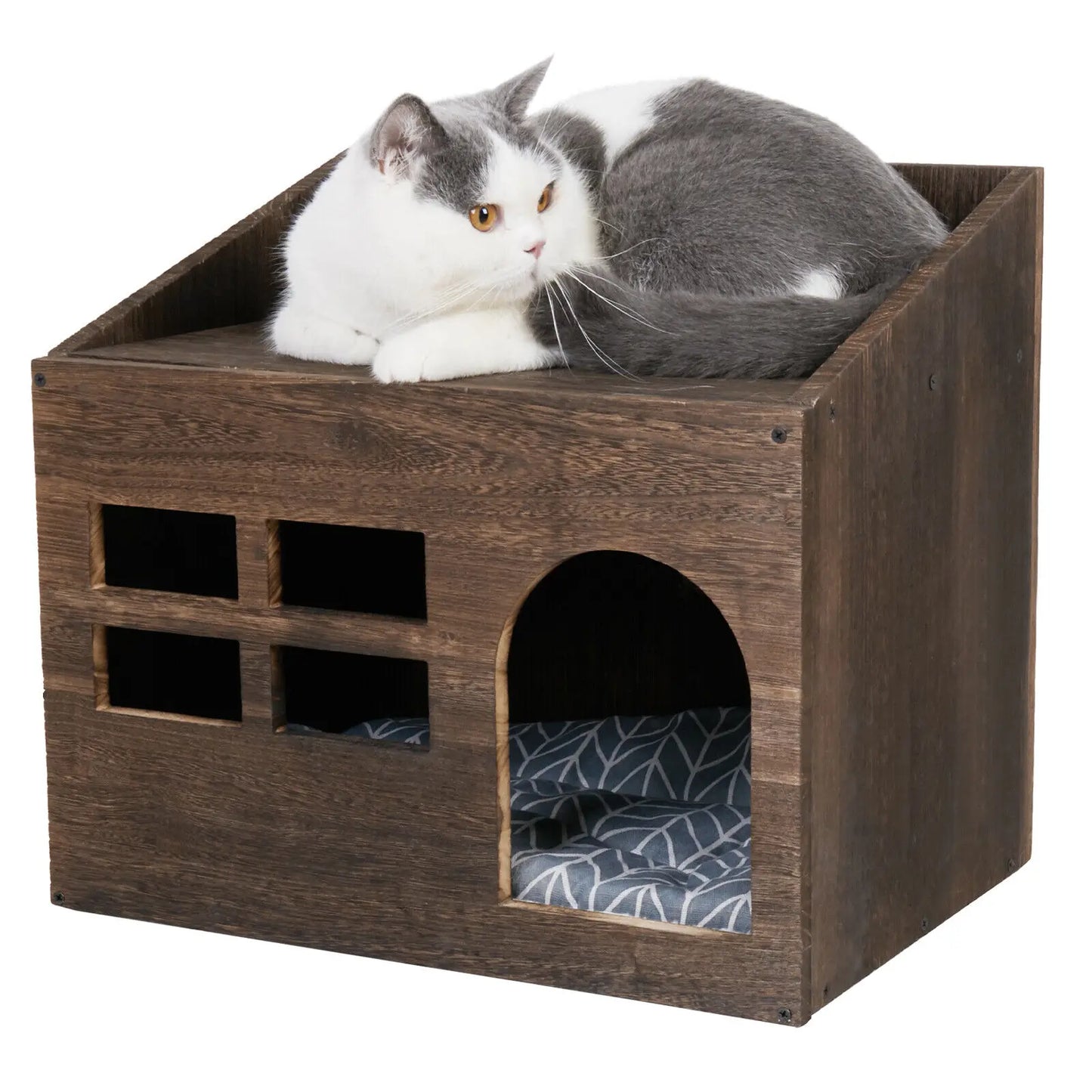 Solid Wooden Cat Litter Box for Indoor and bed