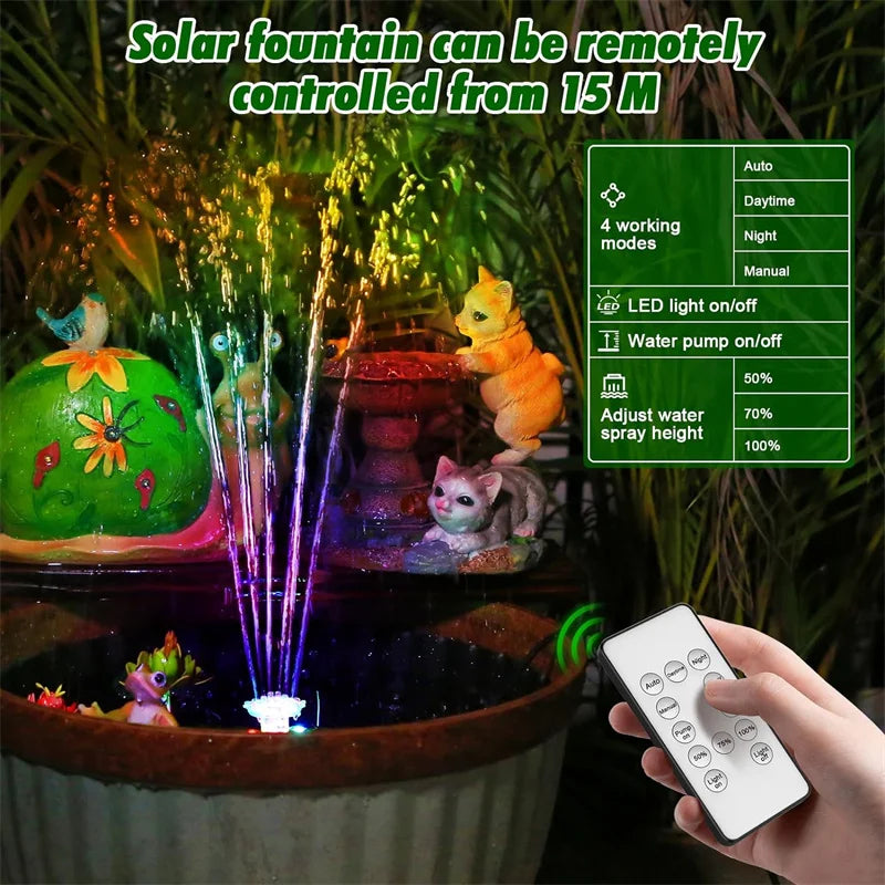 10W Rechargeable Solar Fountain Pump with Remote Control