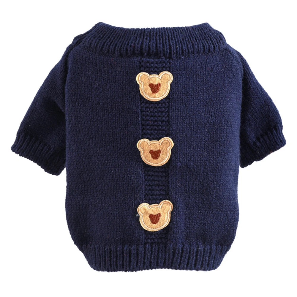 Christmas Dog Sweater Warm Knitted Bowtie Sweater