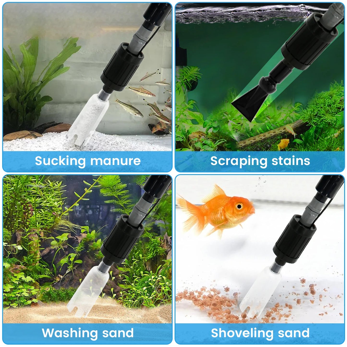 6-in-1 Aquarium Gravel Cleaner Wash Sand Remove Dirt