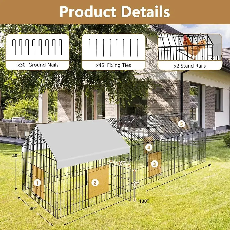 Chicken Coop Large Metal Chicken Pen Outdoor Fence