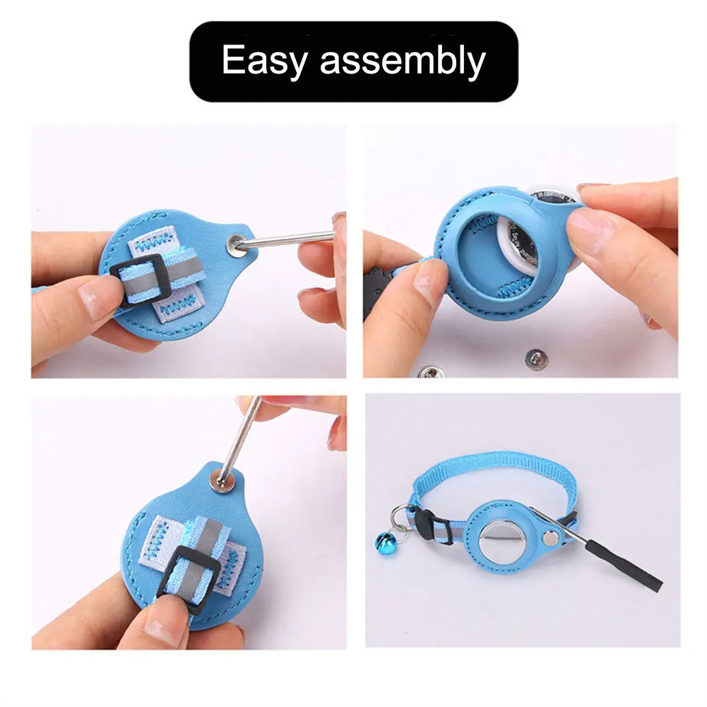 For Apple AirTag Pet Collar with Bell Safety Buckle GPS Tracker Holder