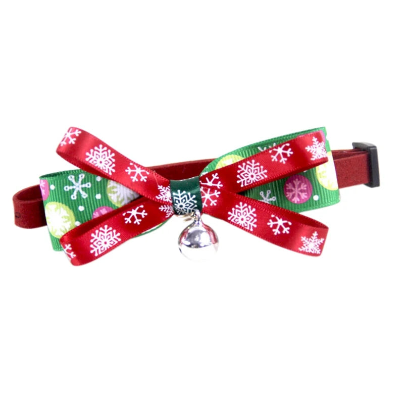 Christmas Dog Or Cat Collar Big Bowknot Holiday Tie Adjustable Neck Strap