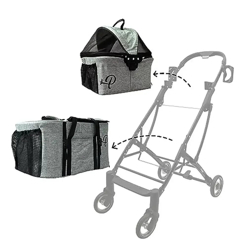 Double Decker Pet Stroller Dual Portable Washable Pads