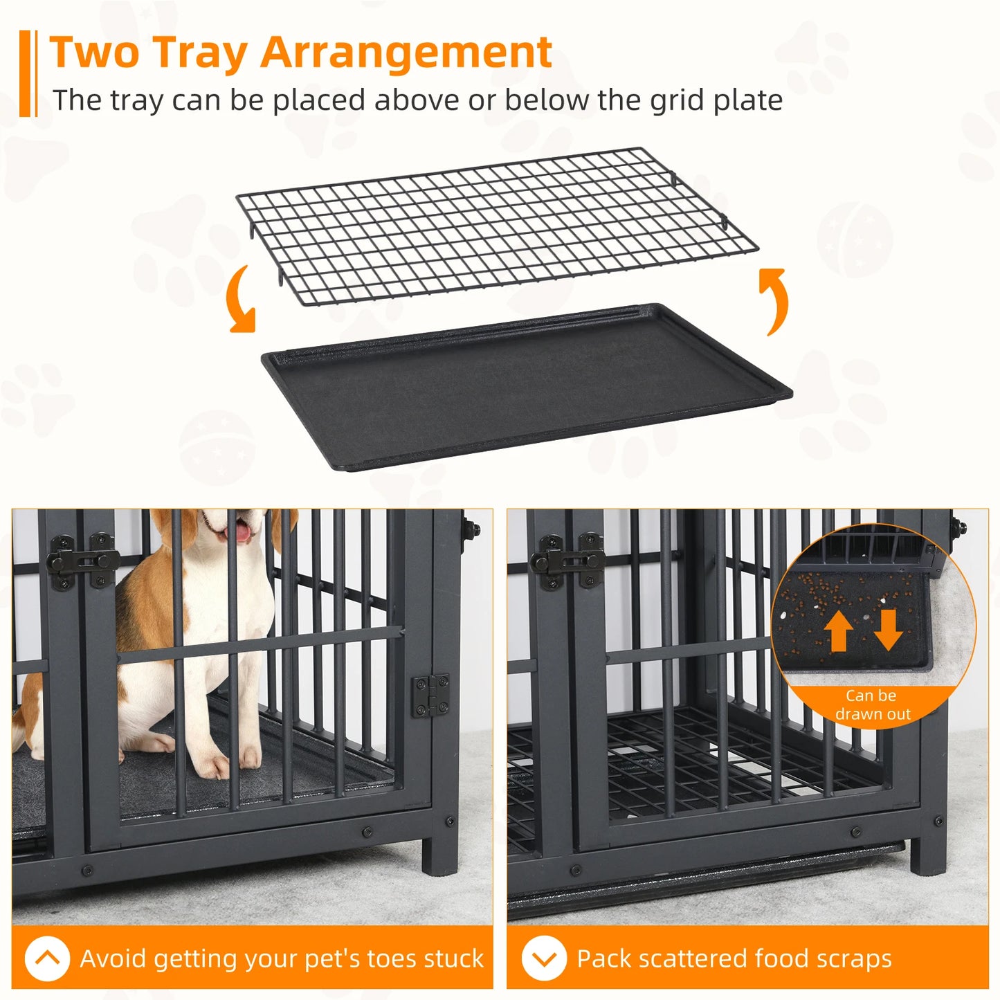 Dog Crate Furniture Pet Kennel End Table Metal Kennel with Three Doors