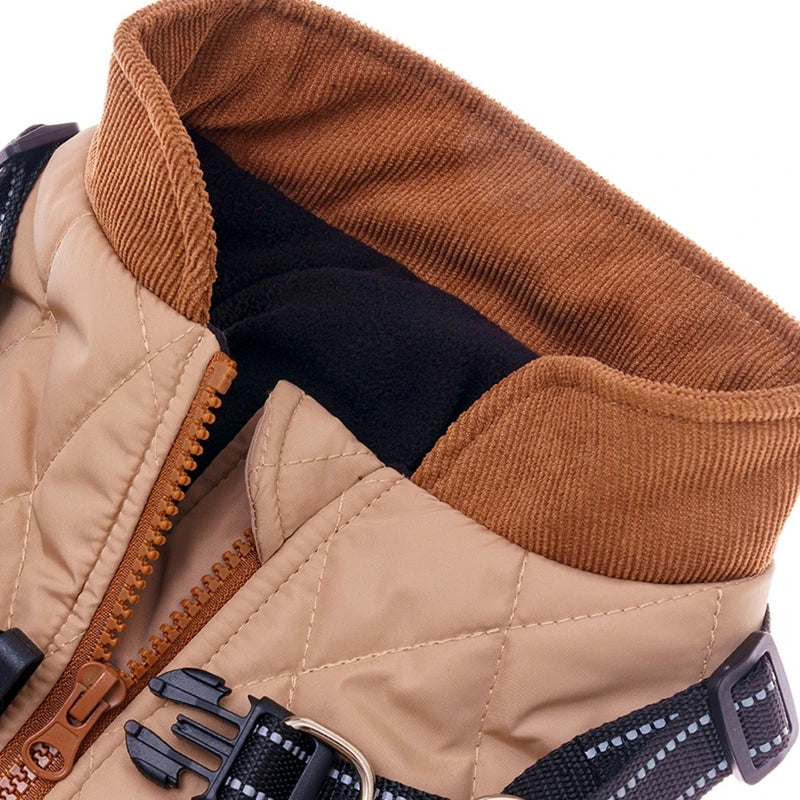 Winter Dog Jacket With Harness Zippered for Cold Weather