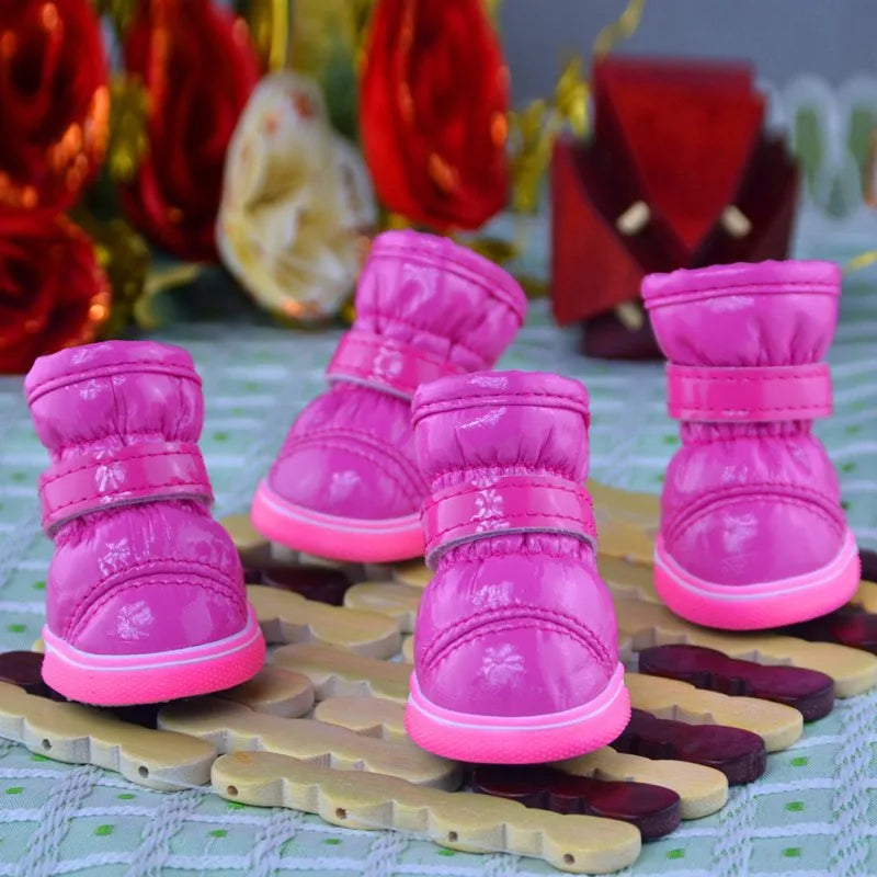 4 Pcs/Set Winter Pet Shoes For Small Dogs Warm Fleece