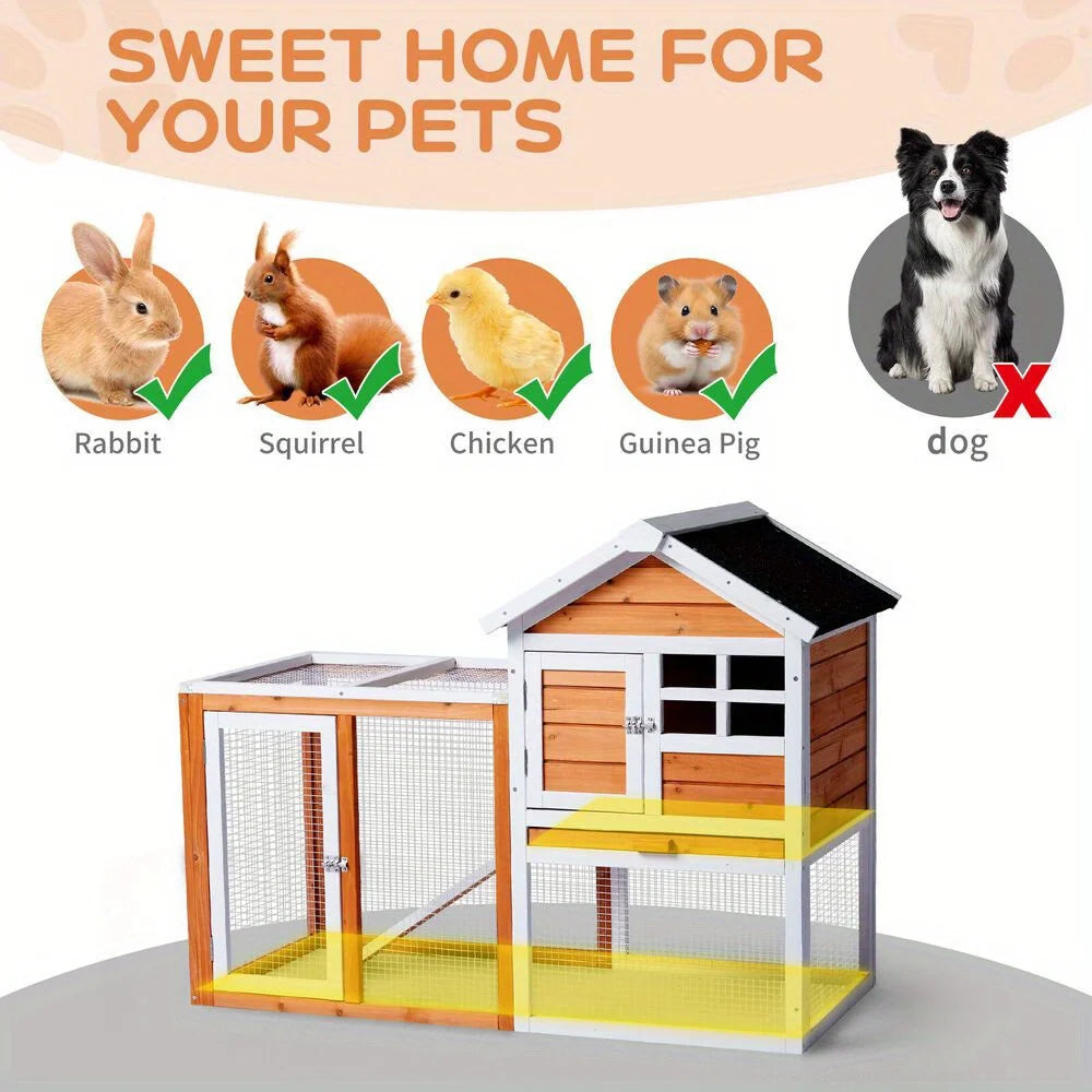 Wooden House Hutch Poultry Cage Waterproof Roof pets