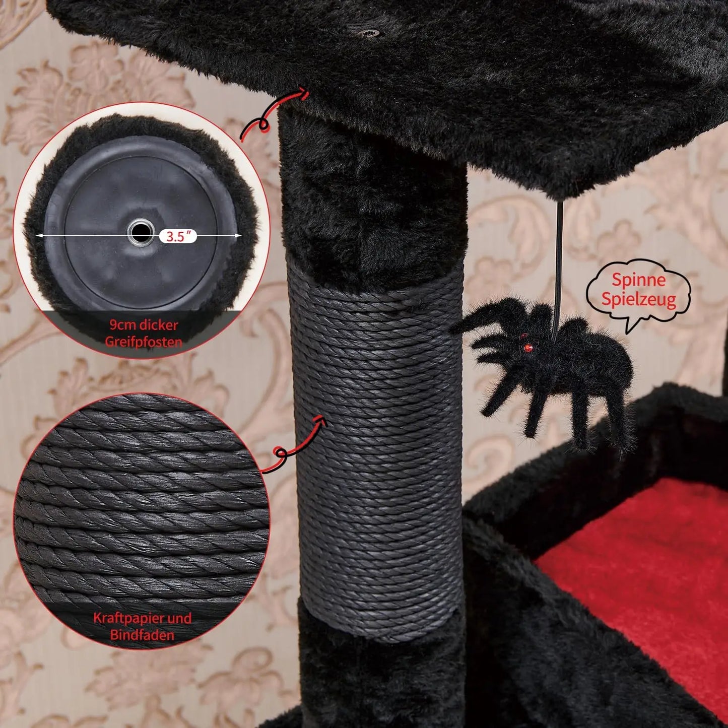 Gothic Cat Tree Coffin Bed 55"Tower with Scratching Posts