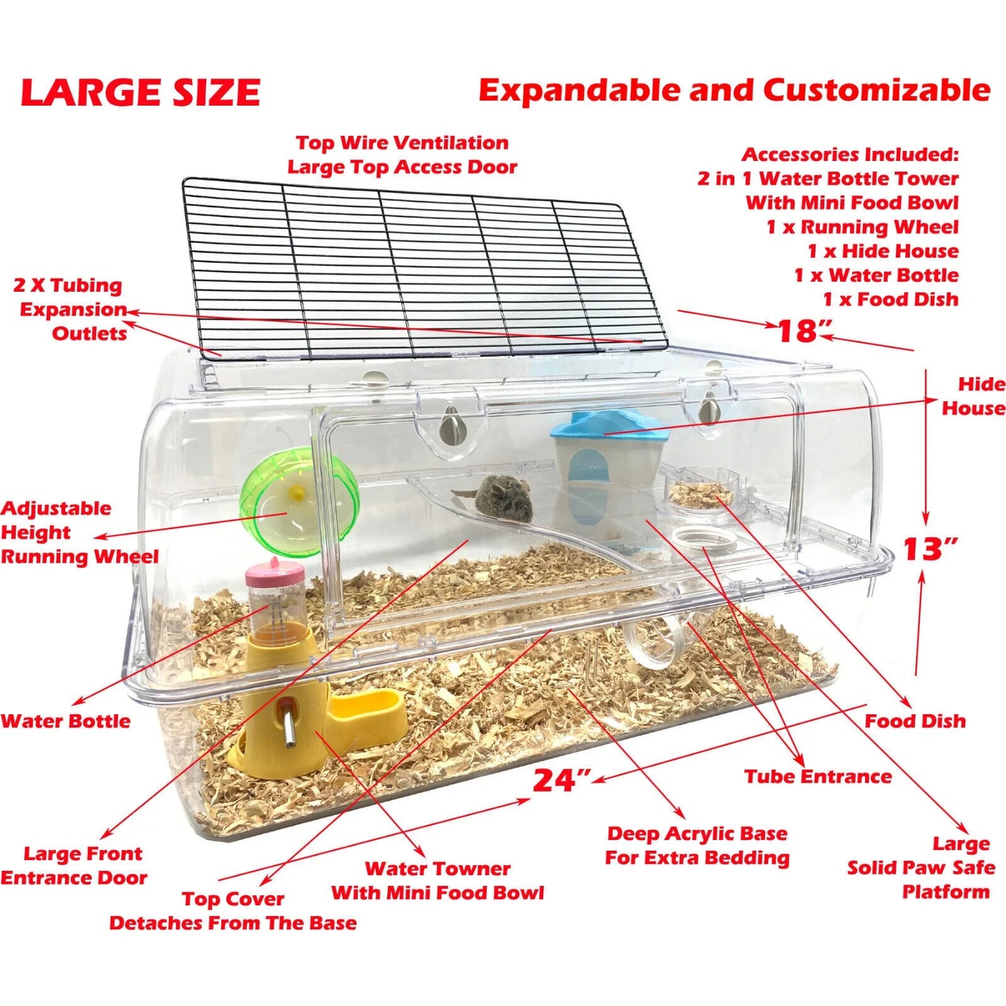 LARGE Deluxe 2-Floor Acrylic small pets Cage