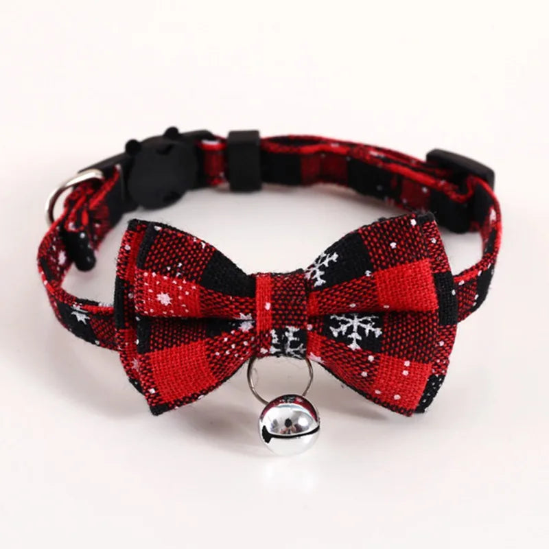 Christmas Dog Or Cat Collar Big Bowknot Holiday Tie Adjustable Neck Strap