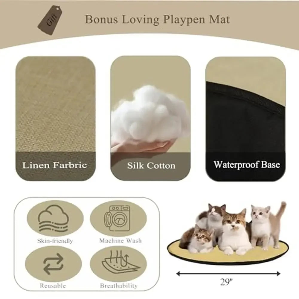 Portable Pet Playpen with Mat cat or dog