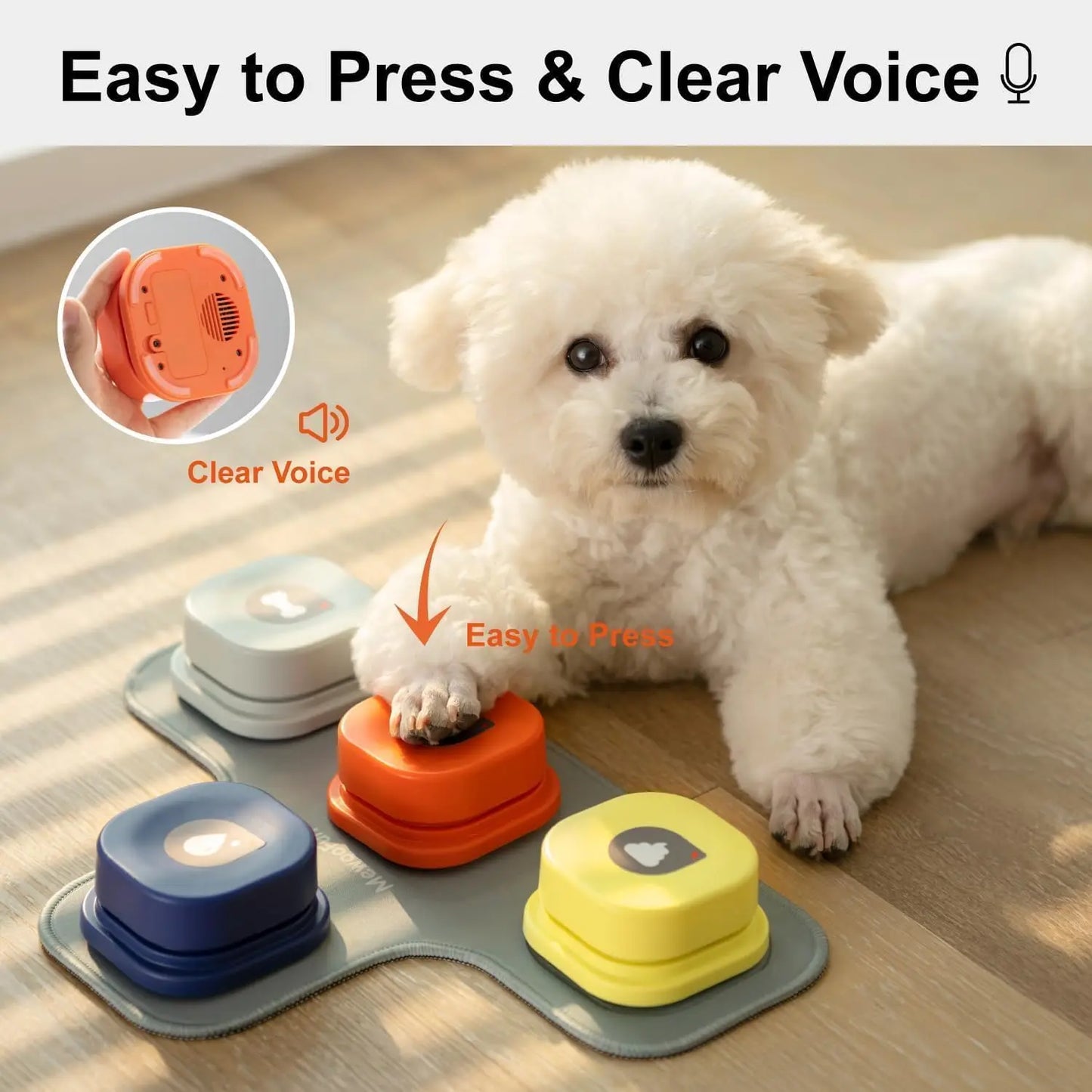 Mewoofun Dog Buttons Rubber Mat Recordable Dog Talking