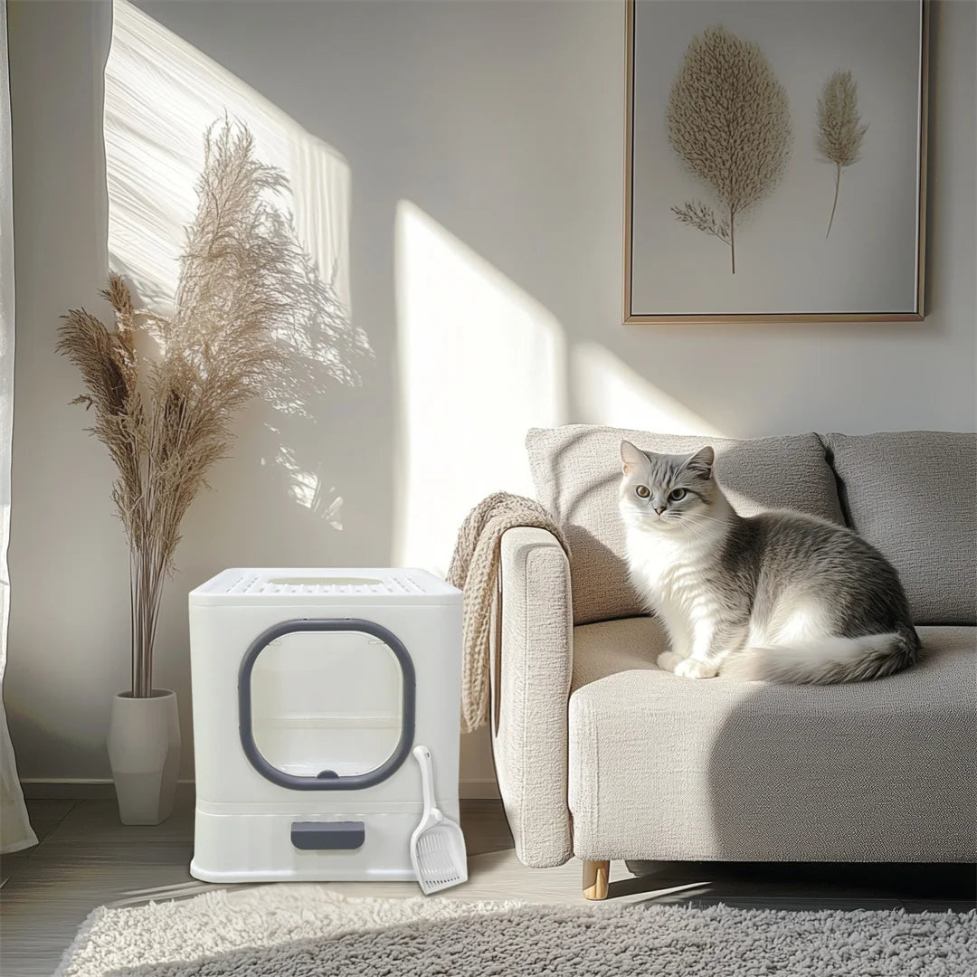 BingoPaw Cat Litter Tray Box: Foldable Top Entry Extra Large Cats Toilet