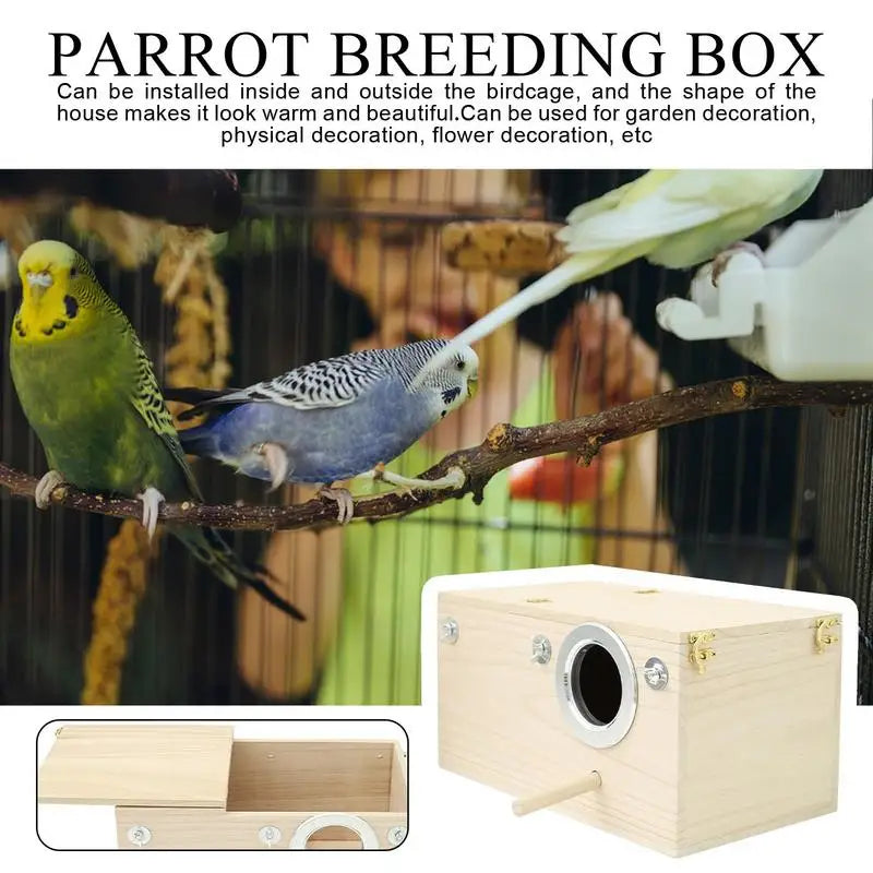 Bird Breeding Box Wood Nest Cage House For Nesting