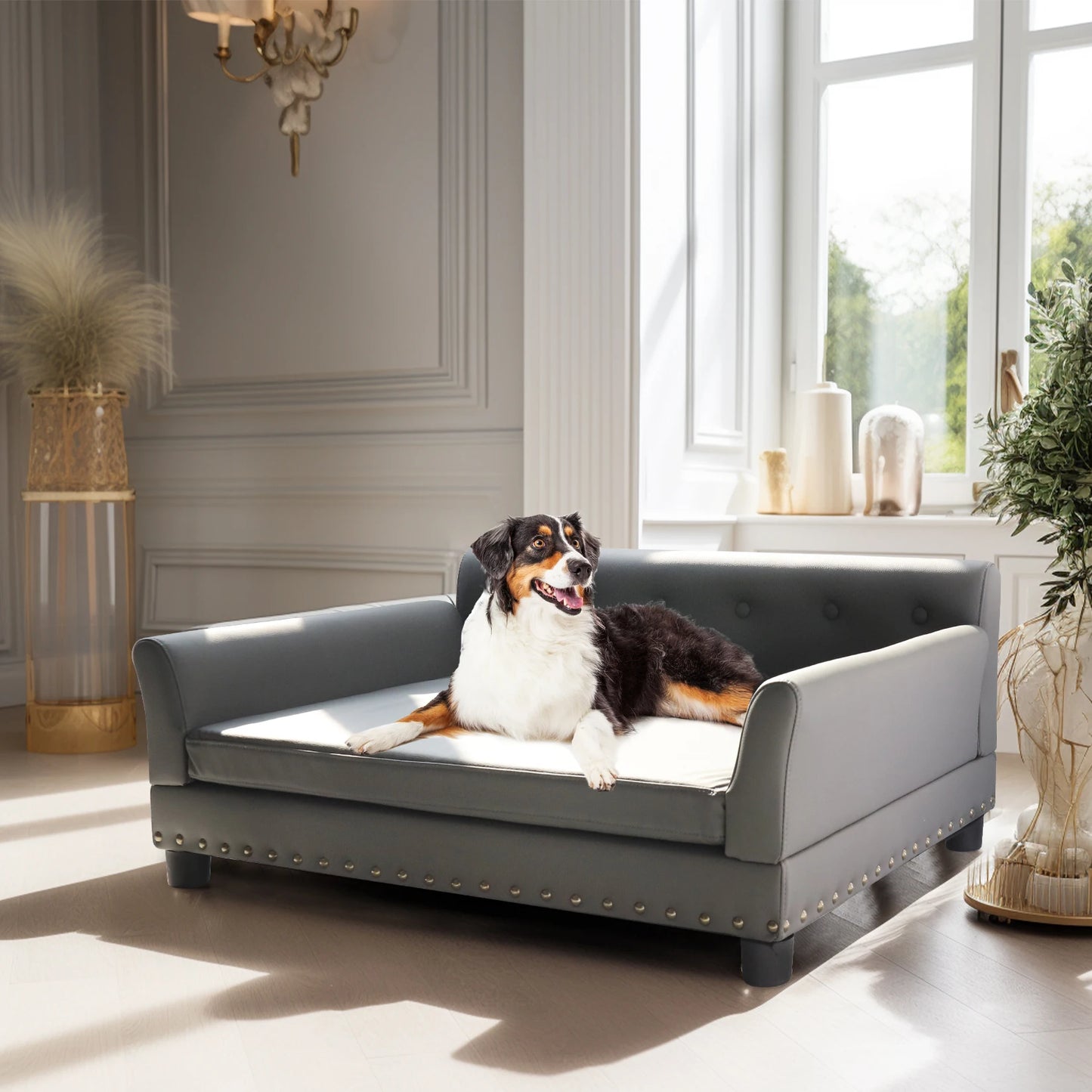 Elevated Dog Bed Sofa Mat Microfiber Leather Cover