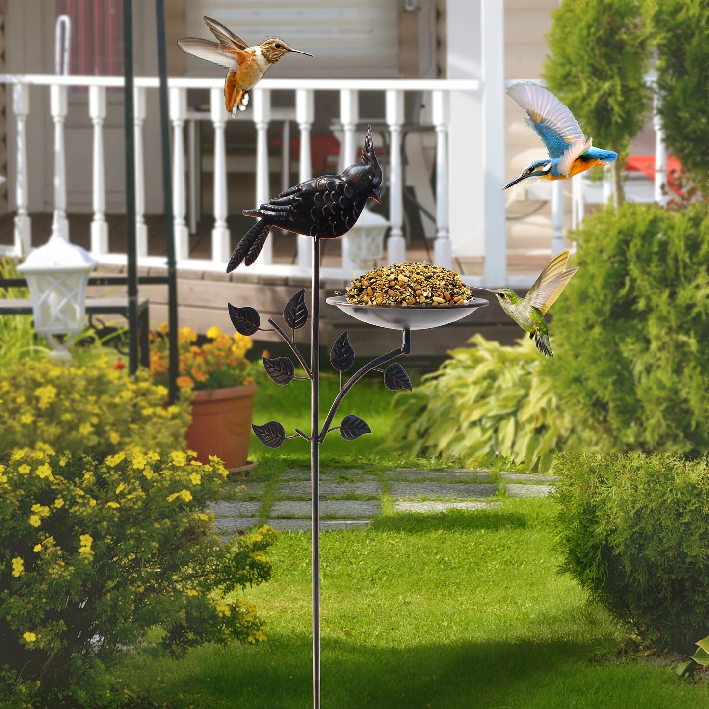 Metal Oriole Bird Feeder Stake or Bird Bath