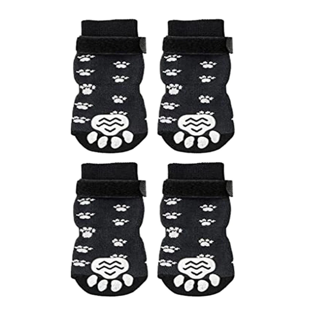 4pcs Anti-Slip Pet Dog Cat Socks with Adjustable Straps for Pets Paw