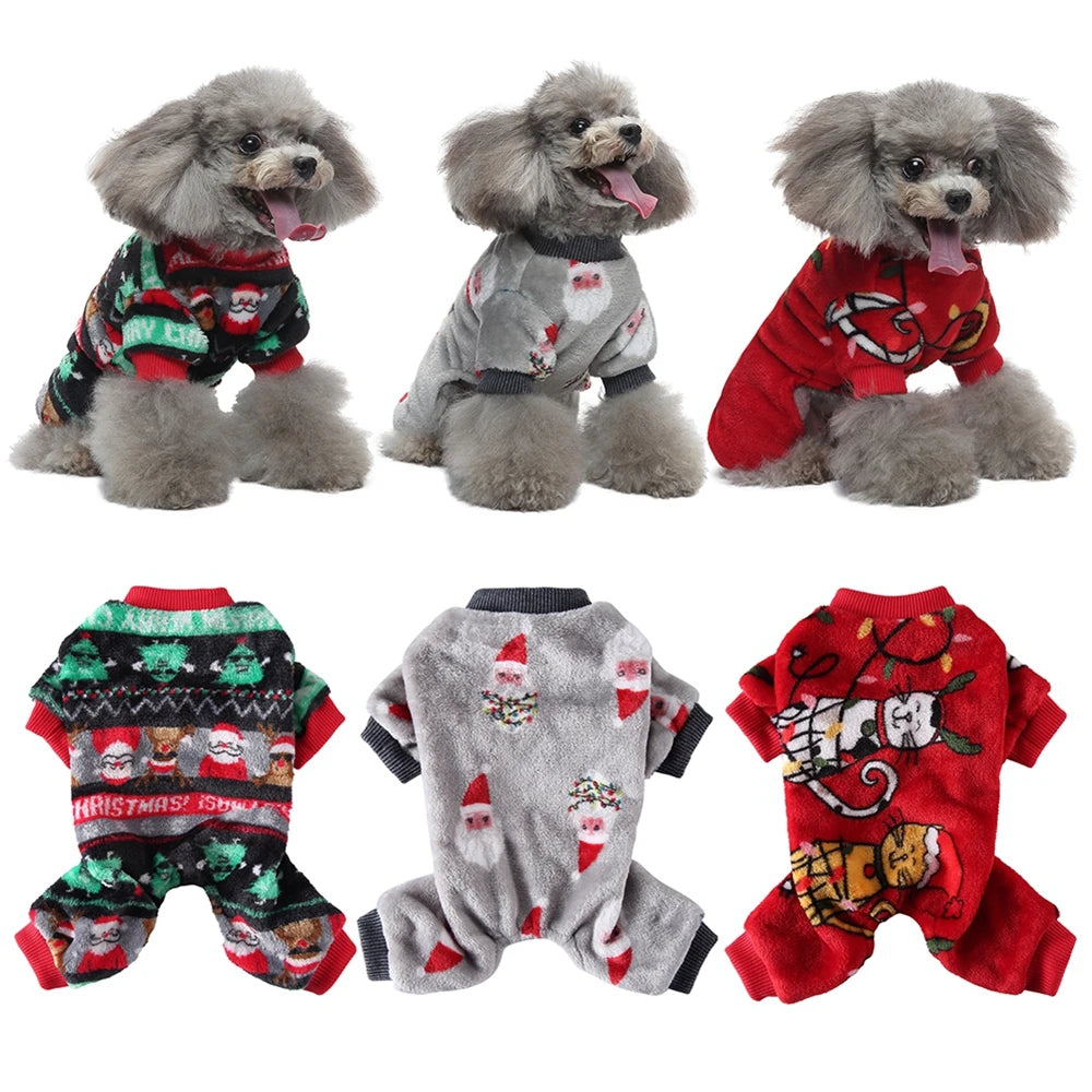 Christmas Pet Clothes Winter Warm Jumpsuits