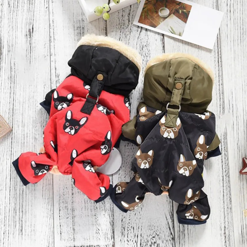 Winter Warm Pet Clothes Jumpsuit Waterproof Hoodie