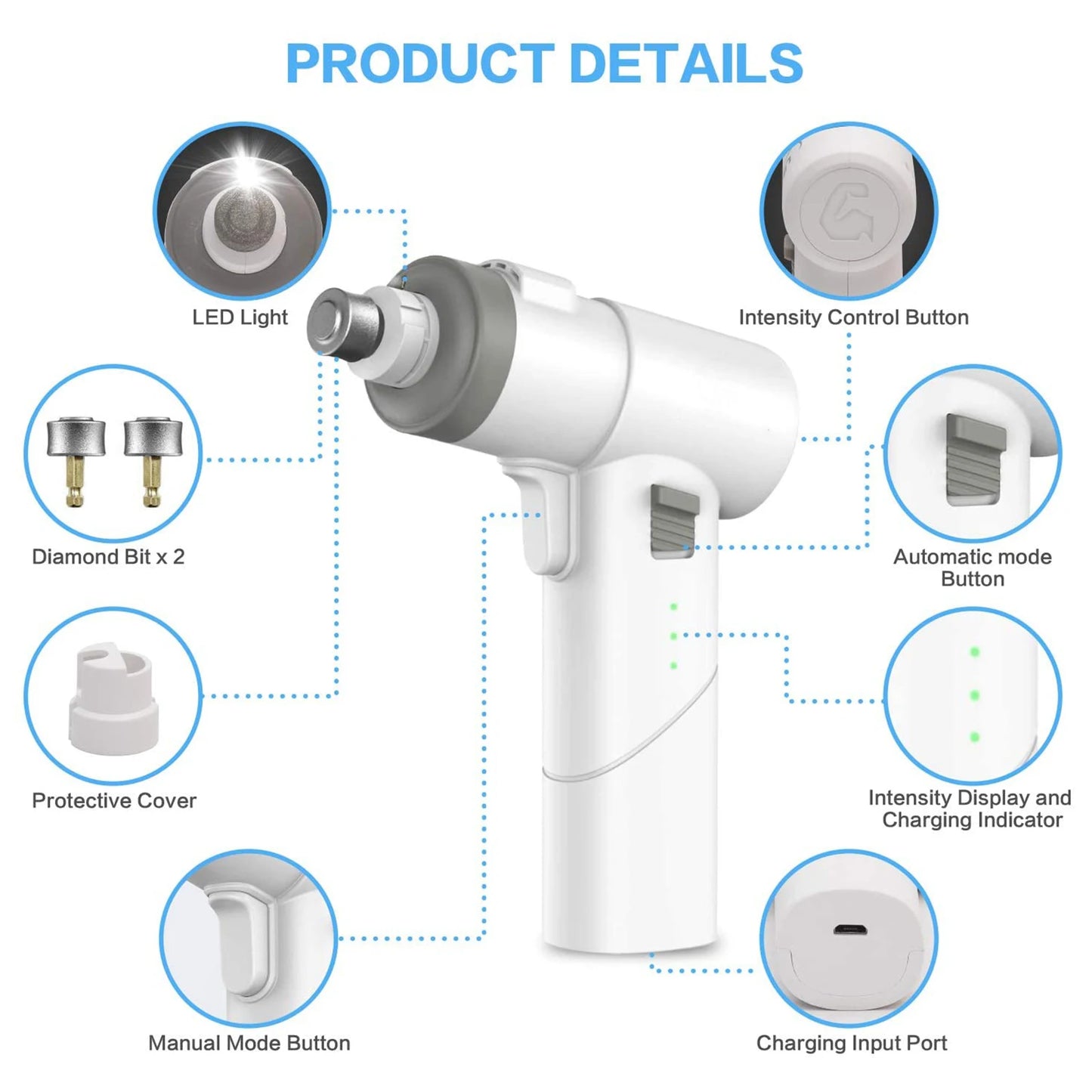 Dog Nail Grinder with LED Light Rechargeable