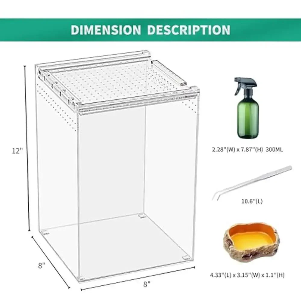 Reptile Terrarium Kit Magnetic Acrylic Enclosure