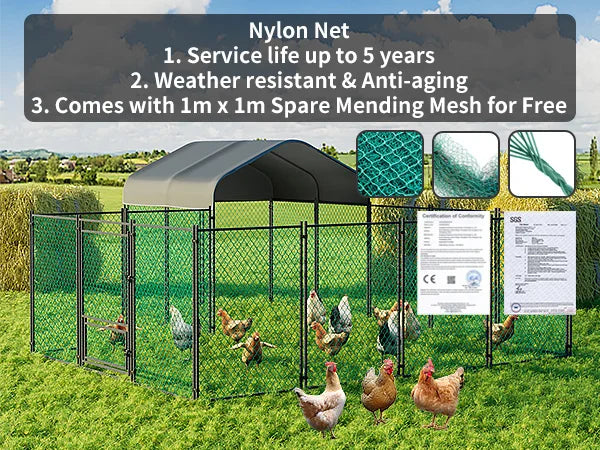 Chicken Coop 12.9x10.2x5.1ft Run Pen for Yard