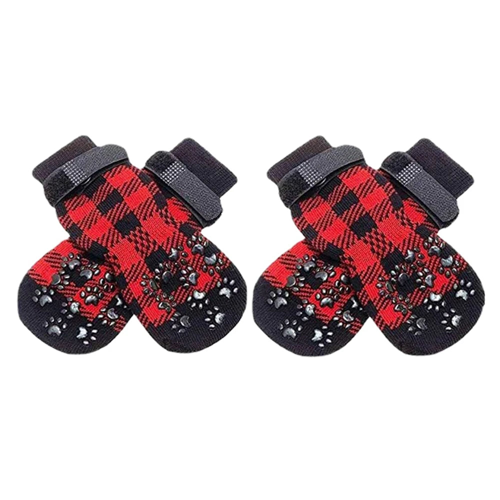 4pcs Anti-Slip Pet Dog Cat Socks with Adjustable Straps for Pets Paw
