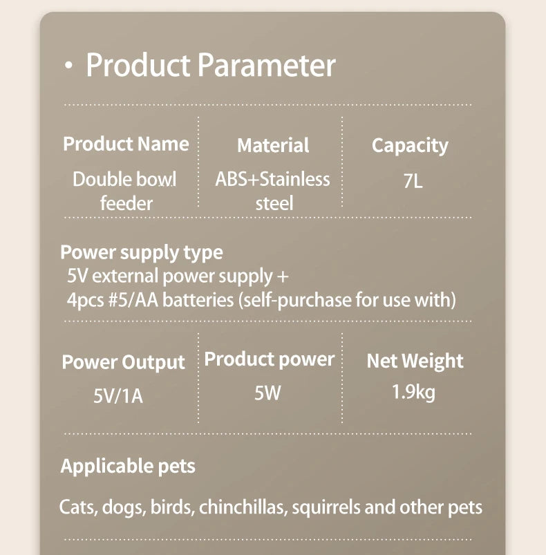 PAPIFEED cat double bowl automatic feeder