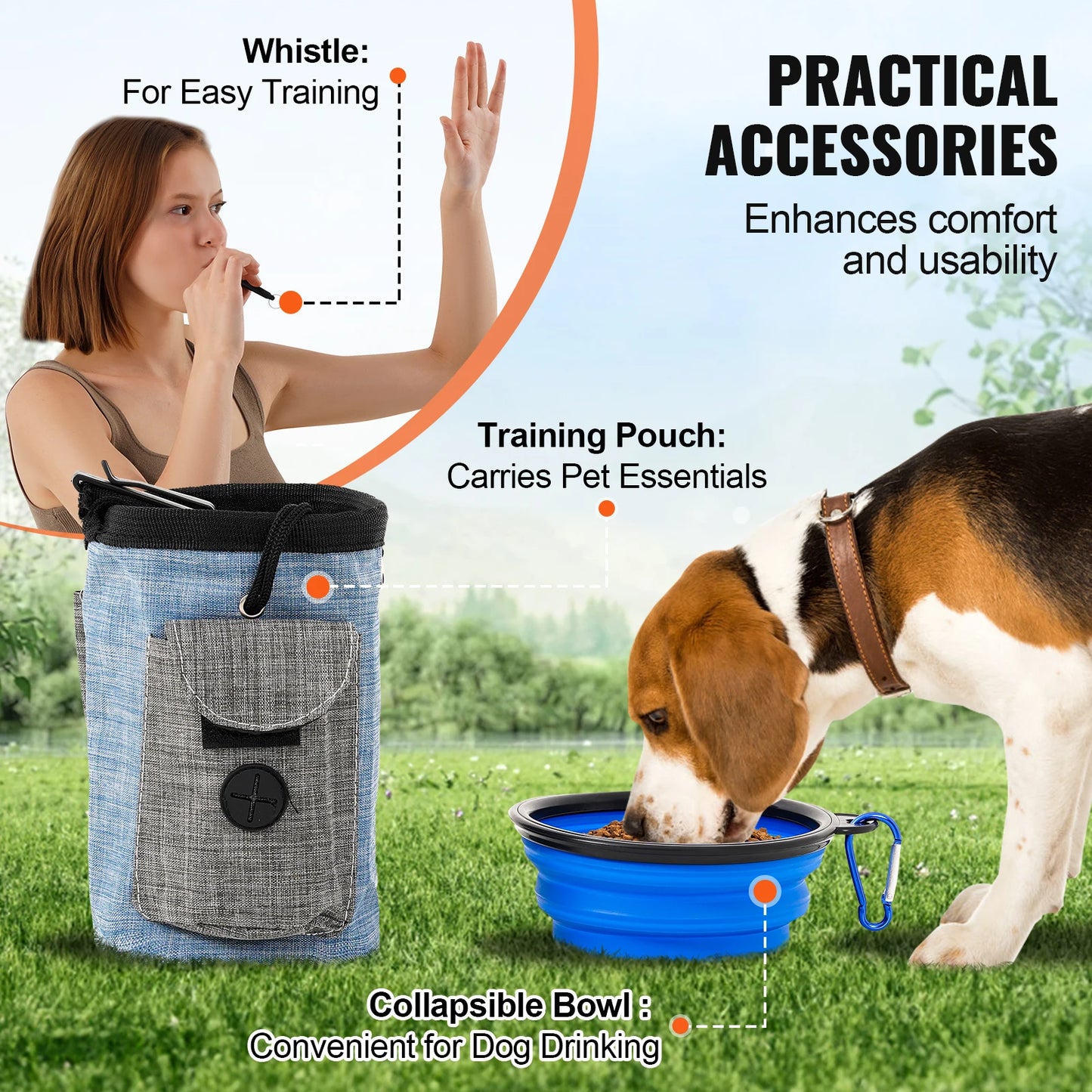 VEVOR Dog Agility Training Equipment 5 PCS Set Upgrade with Adjustable Hurdles Tunnel